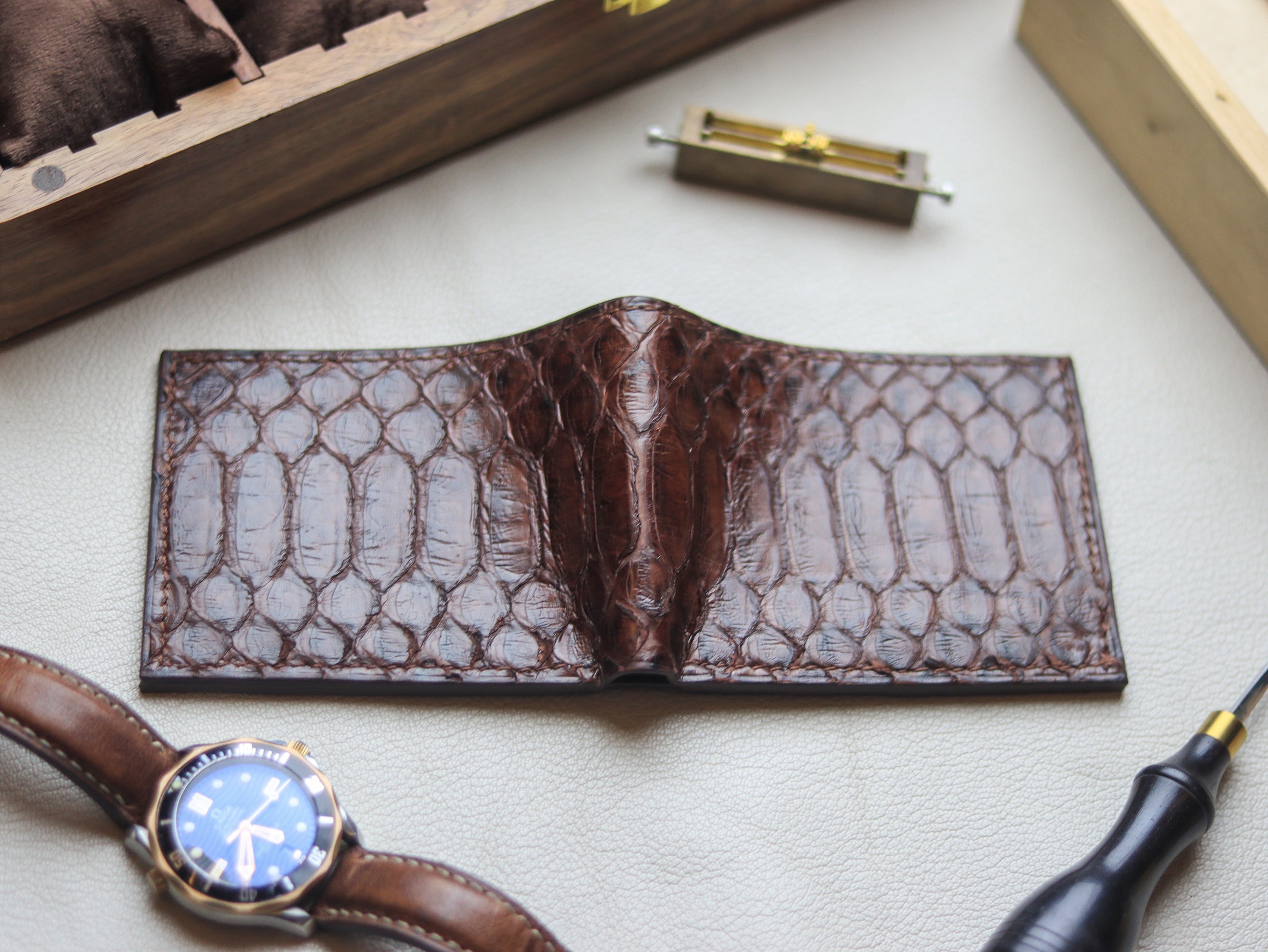 LARSON -  PECAN BROWN PYTHON SKIN